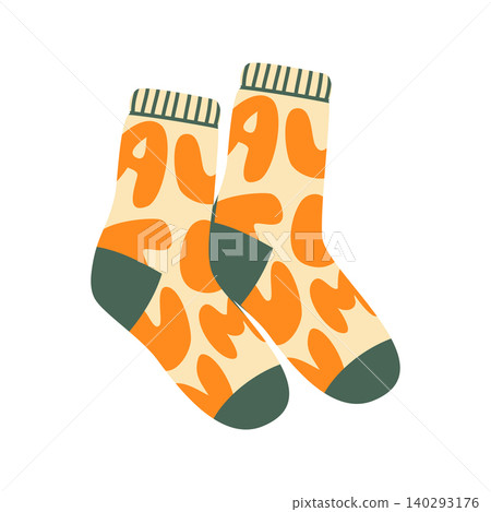 Autumn Lettering Socks Vector Illustration Flat Geometric Cozy Fall Footwear Autumn Lettering Socks Vector Illustration Flat Geometric Cozy Fall Footwear 140293176