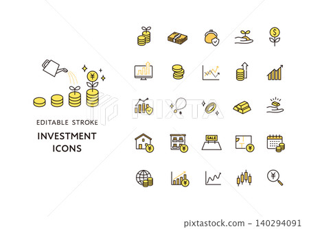 A set of icons related to investing. A set of icons related to investing. 140294091