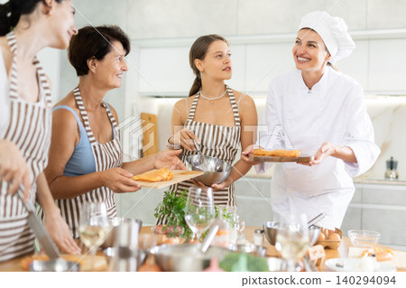 Young female cook holding cutting board with raw chicken Young female cook holding cutting board with raw chicken 140294094