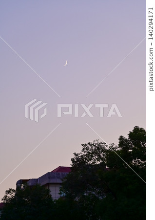 Close-up of the moon in the sky. Looking up to the sky. Nature concept. 140294171