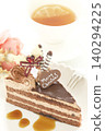 Chocolate shortcake Christmas cake and lemon tea 140294225