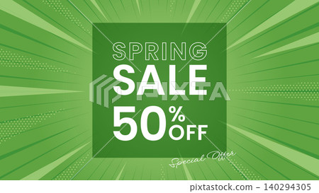 A bright and refreshing spring sale banner featuring the words "SPRING SALE" against a light green radial background. A bright and refreshing spring sale banner featuring the words "SPRING SALE" against a light green radial background. 140294305