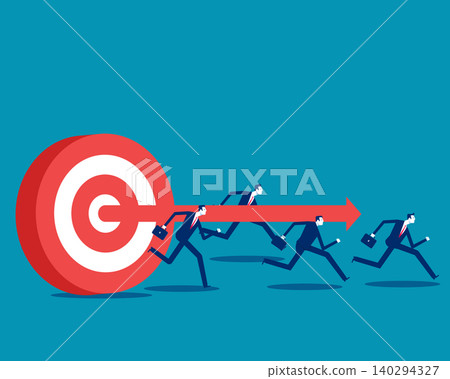 Big red arrow pointing forward Shows a clear business direction 140294327