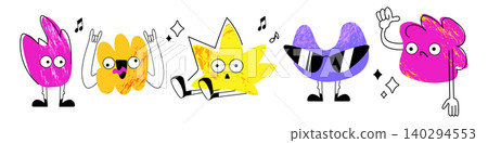 Cute doodle blob characters with expressive faces Cute doodle blob characters with expressive faces 140294553