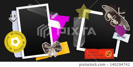 Vintage instant photo frames, y2k collage design Vintage instant photo frames, y2k collage design 140294742