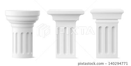 White marble column podiums set White marble column podiums set 140294771