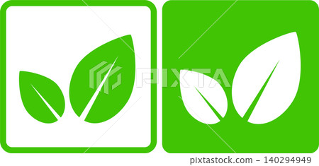Simple green leaves eco emblems 140294949
