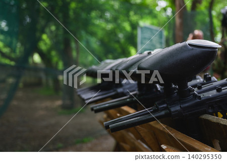 Paintball Marker Guns Ready For Outdoor Game 140295350