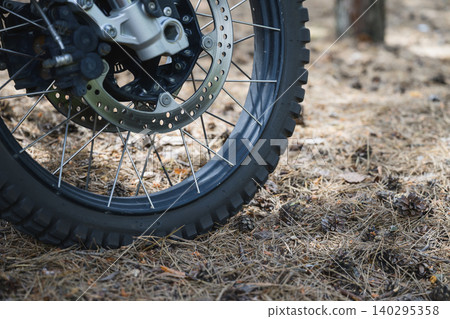 Off Road Motorcycle Wheel With Disc Brake Detail Off Road Motorcycle Wheel With Disc Brake Detail 140295358