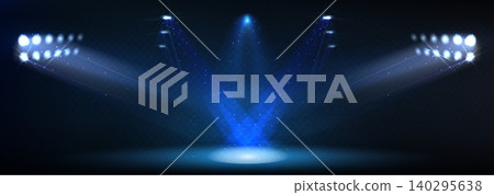 Stadium blue spotlight, sport event, night match Stadium blue spotlight, sport event, night match 140295638