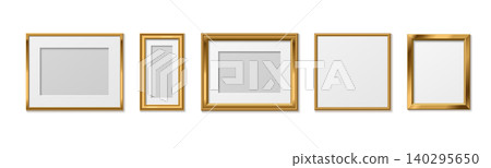 Elegant gold frames with wooden or metal borders Elegant gold frames with wooden or metal borders 140295650
