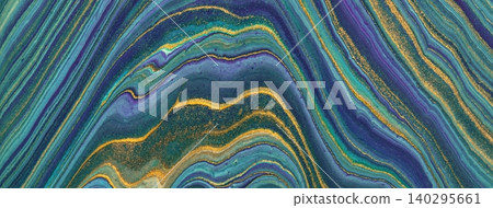 Blue, turquoise and gold abstract fluid art background with liquid marble texture effect in acrylic pour painting style Blue, turquoise and gold abstract fluid art background with liquid marble texture effect in acrylic pour painting style 140295661