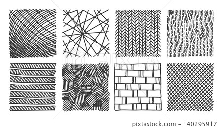 Hand drawn crosshatch patterns with pencil sketch 140295917