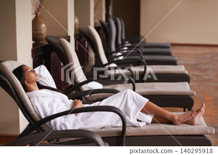 Spa, relax and woman in chair for beauty, skincare and wellness treatment in luxury hotel. Resort, hospitality and person lying in salon for therapy, massage and cosmetics for calm, pamper and rest Spa, relax and woman in chair for beauty, skincare and wellness treatment in luxury hotel. Resort, hospitality and person lying in salon for therapy, massage and cosmetics for calm, pamper and rest 140295918
