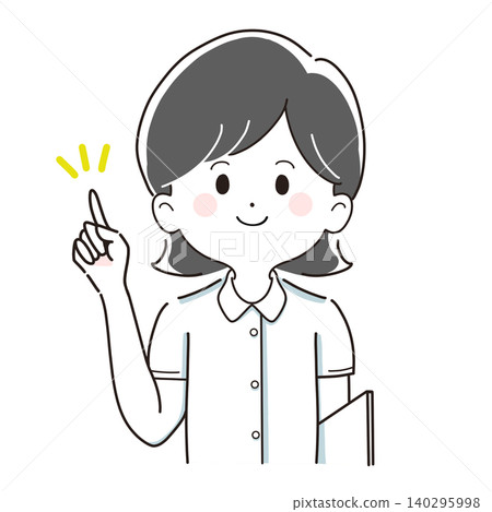 Illustration of a nurse explaining hospital information and precautions. Illustration of a nurse explaining hospital information and precautions. 140295998