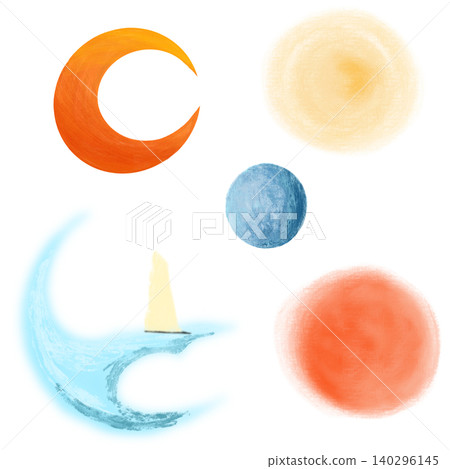 Moon, Sun, and Planet Illustration Set Moon, Sun, and Planet Illustration Set 140296145