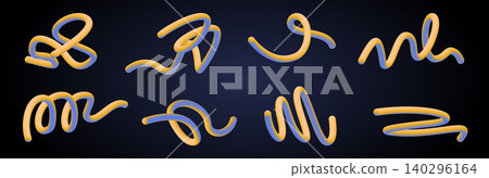 3d Abstract wavy lines with vibrant neon gradient 140296164