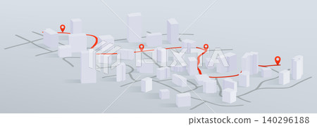 3D isometric city map, gps marks for navigation 140296188