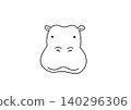 Hippopotamus (1) - Line drawing 140296306