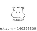 Hippopotamus with open mouth (1) - Line drawing 140296309