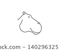 Hippopotamus facing sideways (1) - Line drawing 140296325