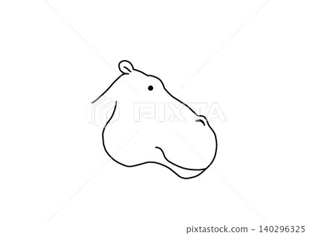 側身的河馬(1)- 線描圖 側身的河馬(1)- 線描圖 140296325