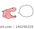 A hippopotamus (1) turned to the side with its mouth open. 140296328