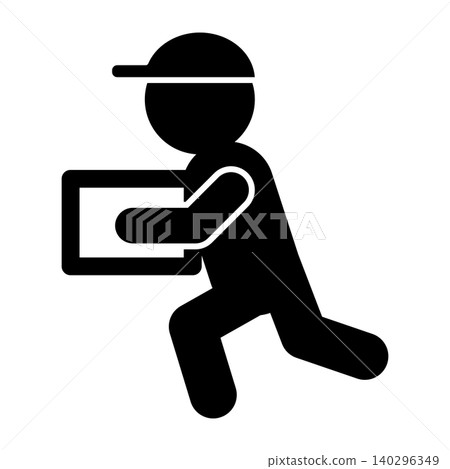 一個簡潔可愛的送貨員圖示(單色) 一個簡潔可愛的送貨員圖示(單色) 140296349