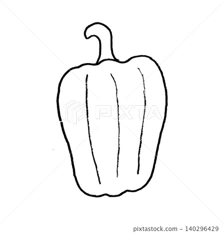 Simple green pepper line drawing illustration Simple green pepper line drawing illustration 140296429