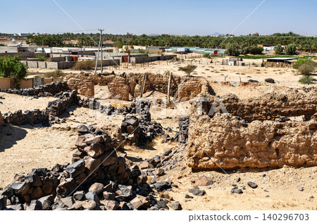 The ancient mud and stone ruins of Shanqal Fort located in Turbah within the Makkah Province of Saudi Arabia. 140296703