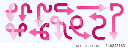 Curved, twisted color retro direction arrows Curved, twisted color retro direction arrows 140297183