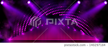 Concert stage illuminated by spotlight beams Concert stage illuminated by spotlight beams 140297184
