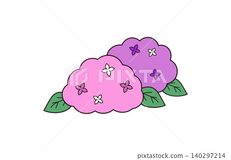 可愛的繡球花插圖:簡單的花卉素材,點亮雨季。 可愛的繡球花插圖:簡單的花卉素材,點亮雨季。 140297214