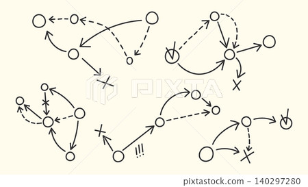 Sport tactic diagrams, sketch strategic arrows Sport tactic diagrams, sketch strategic arrows 140297280
