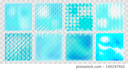 Transparent turquoise glass frames, ribbed texture Transparent turquoise glass frames, ribbed texture 140297402