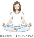 A young Japanese woman meditating; yoga, meditation. 140297492