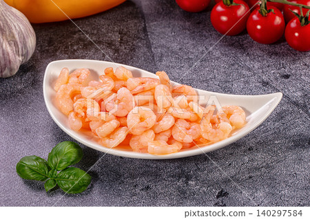 Boiled peeled shrimp in white bowl with fresh tomatoes, garlic, and basil Boiled peeled shrimp in white bowl with fresh tomatoes, garlic, and basil 140297584