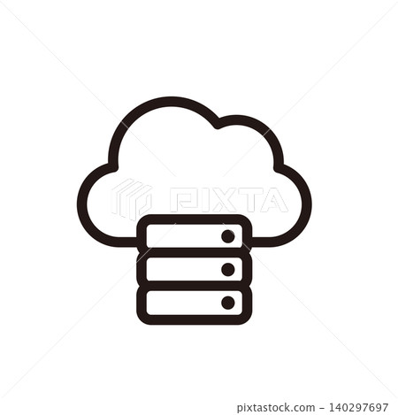 A simple database icon representing cloud storage and cloud servers. 140297697