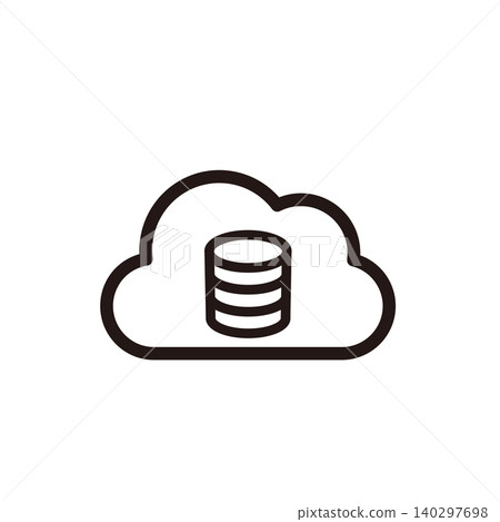 一個簡單的雲端資料庫圖標，代表雲端資料庫和資料管理。 140297698