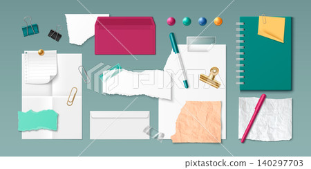 3d realistic torn paper pieces, notebook pages 3d realistic torn paper pieces, notebook pages 140297703