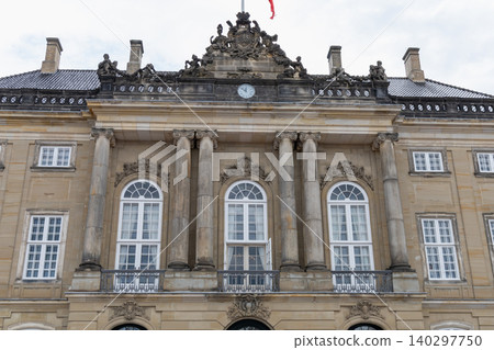 Danish Royal Flag Above Amalienborg Palace Copenhagen 140297750