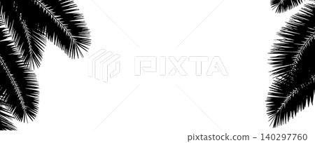 Palm leaves shadow background, tropical palm branch overlay 140297760