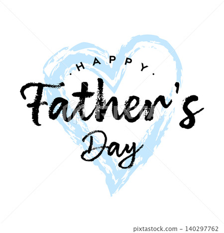 Happy Father Day lettering text on blue hand drawn heart 140297762