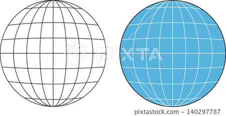 Abstract globe grid sphere vector set with black outline and blue 3D planet models isolated on white background Abstract globe grid sphere vector set with black outline and blue 3D planet models isolated on white background 140297787