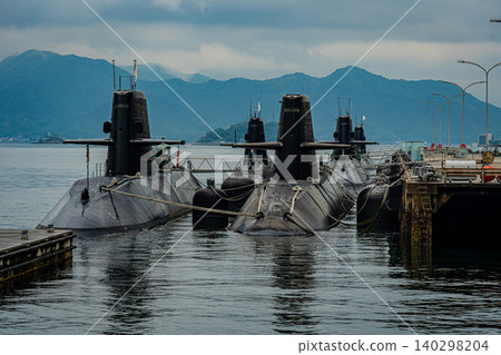 Scenery of the naval port of Kure, Hiroshima, Japan; Japan Self-Defense Forces destroyer Scenery of the naval port of Kure, Hiroshima, Japan; Japan Self-Defense Forces destroyer 140298204