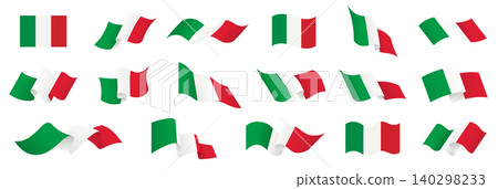 Italy flag set, Italian flag icon symbol, 3D waving flag Italy flag set, Italian flag icon symbol, 3D waving flag 140298233