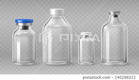 Medical glass bottle set on transparent background 140298322
