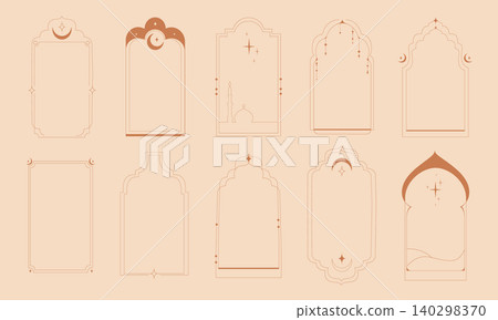 Ramadan arch frames with islamic pattern, door arc Ramadan arch frames with islamic pattern, door arc 140298370