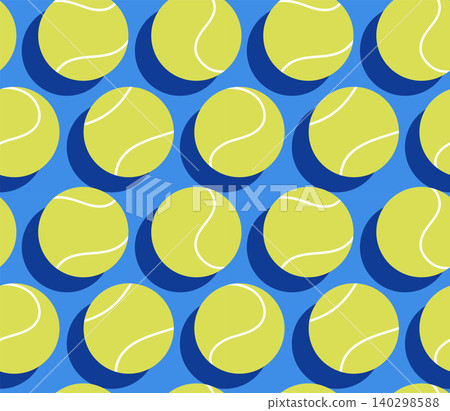 Vintage tennis balls seamless pattern. Colorful retro sport background vector illustration and Vintage tennis balls seamless pattern. Colorful retro sport background vector illustration and 140298588