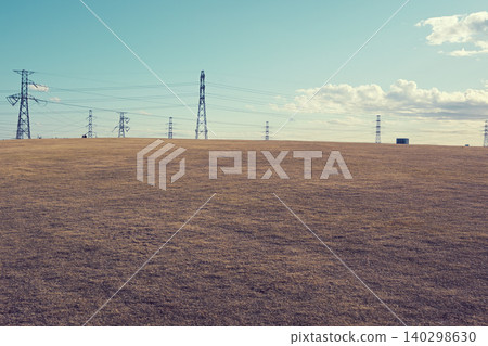 Grassy hill at Soga Sports Park, Chiba City, Chiba Prefecture 140298630